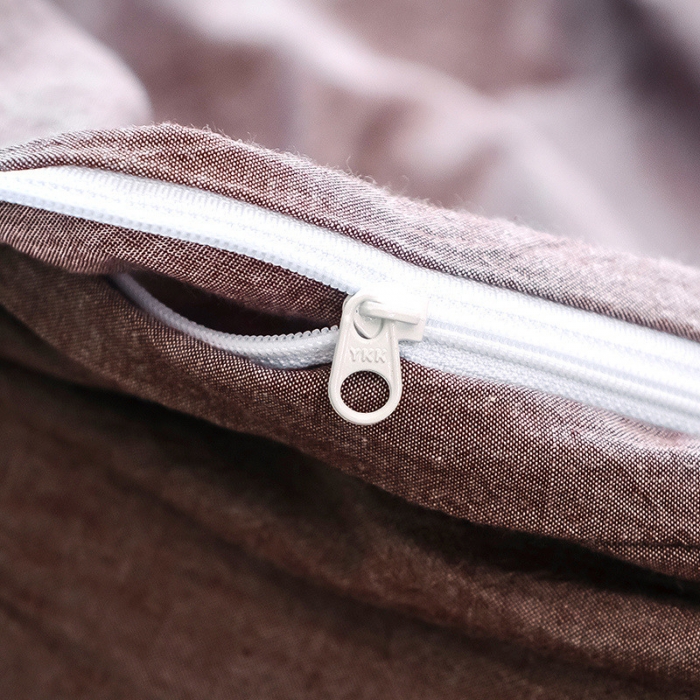 91家纺网 家纺一手货源 找家纺 柠萌家居 2025新款全棉色织水洗棉床品单被套 豆沙咖