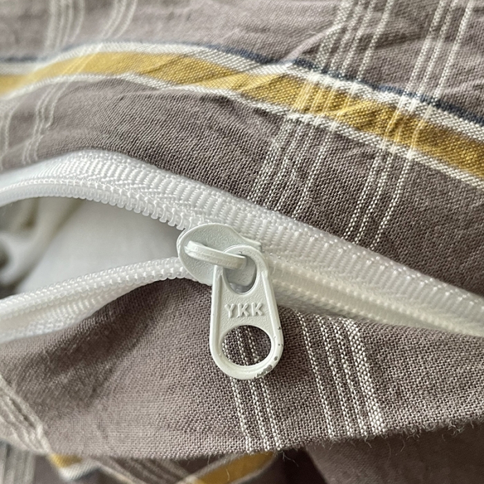 91家纺网 家纺一手货源 找家纺 柠萌家居 2025新款全棉色织水洗棉床品单被套 灰黄格