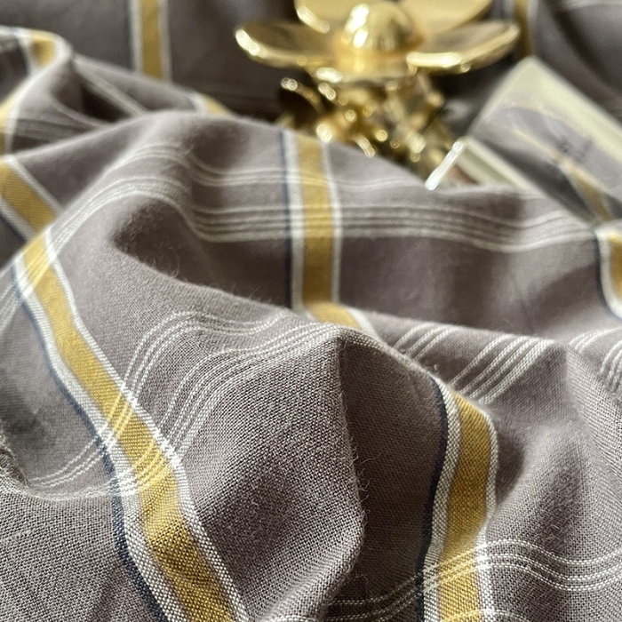 91家纺网 家纺一手货源 找家纺 柠萌家居 2025新款全棉色织水洗棉床品单被套 灰黄格