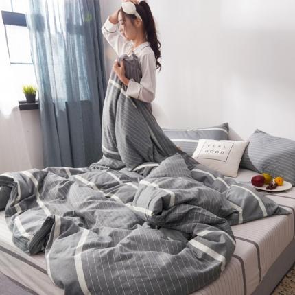 91家纺网 家纺一手货源 找家纺 （总）柠萌家居 2021新款全棉色织水洗棉床品四件套