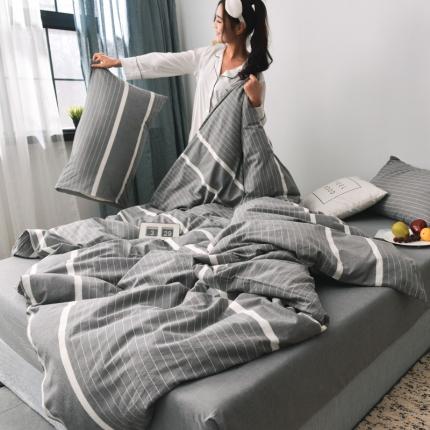 91家纺网 家纺一手货源 找家纺 （总）柠萌家居 2021新款全棉色织水洗棉床品四件套