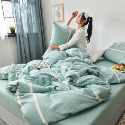 91家纺网 家纺一手货源 找家纺 （总）柠萌家居 2021新款全棉色织水洗棉床品四件套