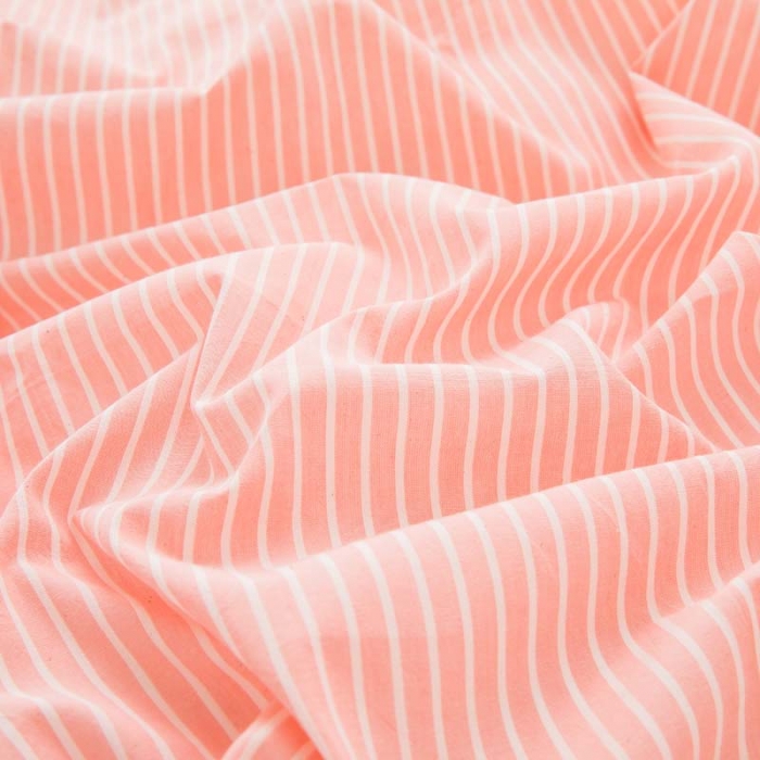 91家纺网 家纺一手货源 找家纺 柠萌家居 2021新款全棉色织水洗棉床品四件套 粉细条