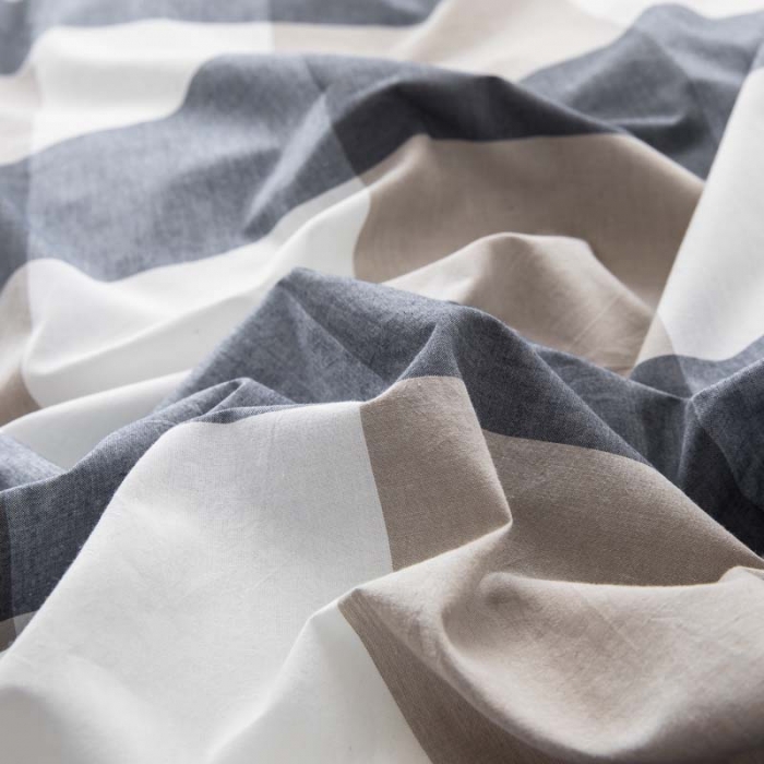 91家纺网 家纺一手货源 找家纺 柠萌家居 2021新款全棉色织水洗棉床品四件套 蓝大格