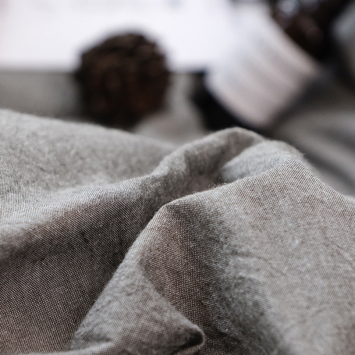 91家纺网 家纺一手货源 找家纺 柠萌家居 2021新款全棉色织水洗棉床品四件套 绅士灰