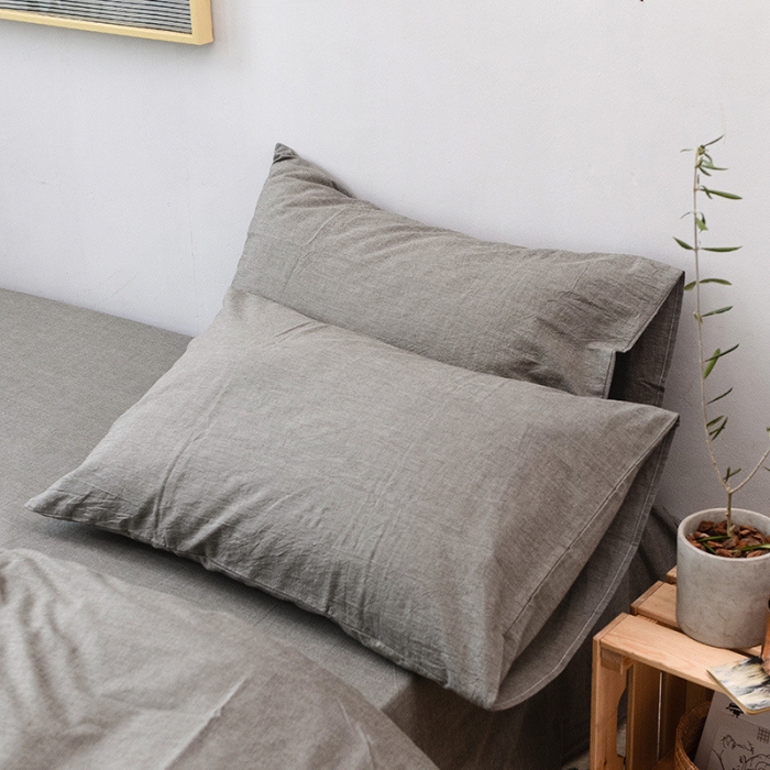 91家纺网 家纺一手货源 找家纺 柠萌家居 2021新款全棉色织水洗棉床品四件套 绅士灰