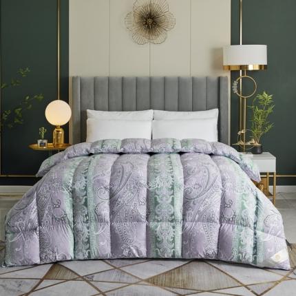 织梦人95级鹅绒被120支全棉活性印花大量现货花叶海棠-浅紫