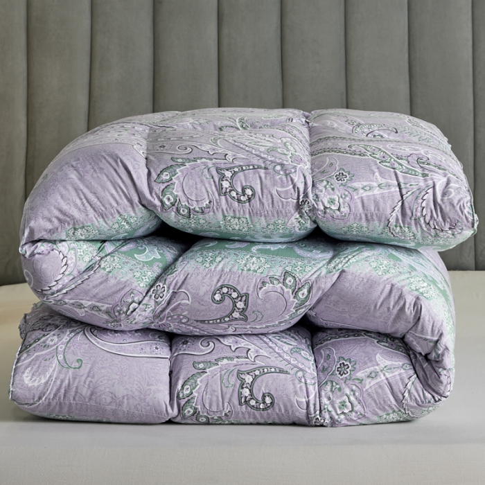 91家纺网 家纺一手货源 找家纺 织梦人95级鹅绒被120支全棉活性印花大量现货花叶海棠-浅紫