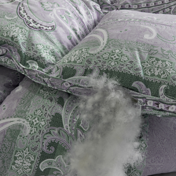 91家纺网 家纺一手货源 找家纺 织梦人95级鹅绒被120支全棉活性印花大量现货花叶海棠-浅紫