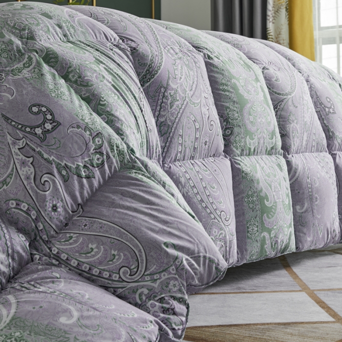 91家纺网 家纺一手货源 找家纺 织梦人95级鹅绒被120支全棉活性印花大量现货花叶海棠-浅紫