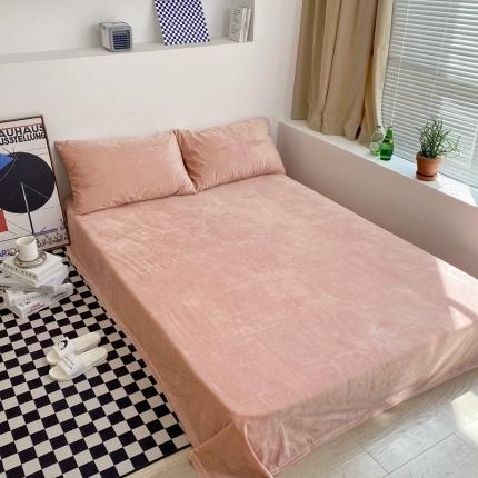 91家纺网 家纺一手货源 找家纺 梦享生活家居 2021新款天鹅绒单品床单 粉色