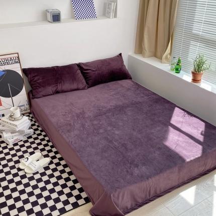 91家纺网 家纺一手货源 找家纺 梦享生活家居 2021新款天鹅绒单品床单 紫色