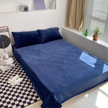 梦享生活家居 2021新款天鹅绒单品床单 宝蓝