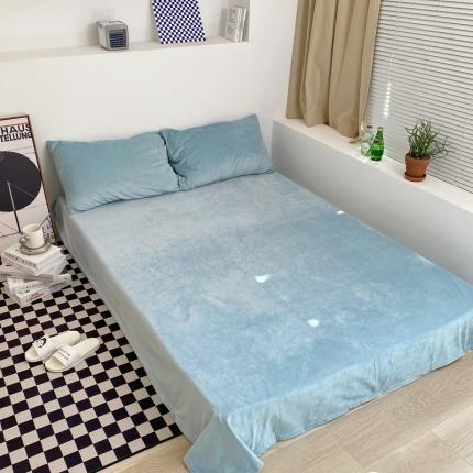 梦享生活家居 2021新款天鹅绒单品床单 淡蓝