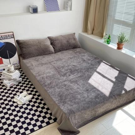 梦享生活家居 2021新款天鹅绒单品床单 藕咖