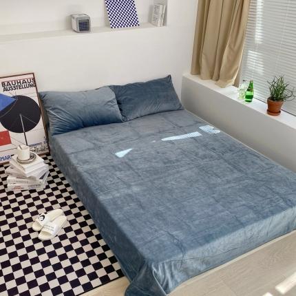 梦享生活家居 2021新款天鹅绒单品床单 雾蓝