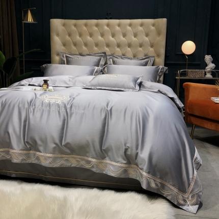 91家纺网 家纺一手货源 找家纺 馨蕊 2021新款100支春夏高定系列四件套-格瑞 高级灰