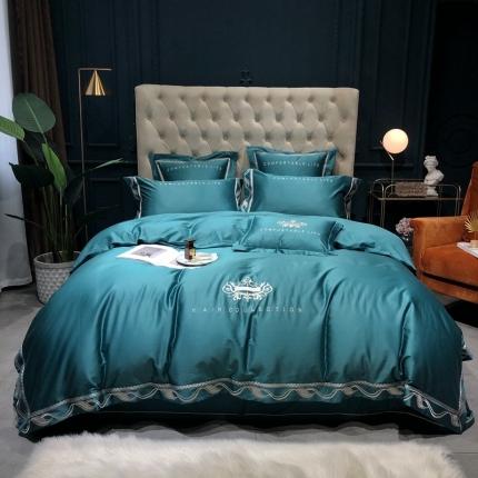 91家纺网 家纺一手货源 找家纺 馨蕊 2021新款100支春夏高定系列四件套-格瑞 云衫绿