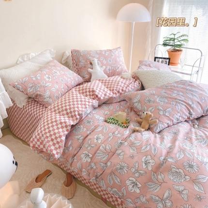 91家纺网 家纺一手货源 找家纺 卡巴伦家纺 2023新款春夏全棉美好生活四件套 花园里