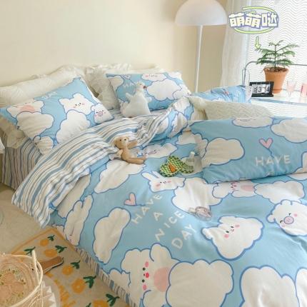 91家纺网 家纺一手货源 找家纺 卡巴伦家纺 2023新款春夏全棉美好生活四件套 萌萌哒