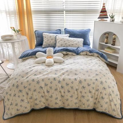 91家纺网 家纺一手货源 找家纺 （总）珺柔2021新款A版全棉13372印花B版牛奶绒四件套