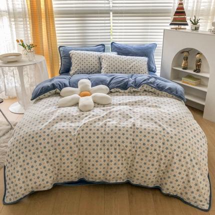 91家纺网 家纺一手货源 找家纺 （总）珺柔2021新款A版全棉13372印花B版牛奶绒四件套