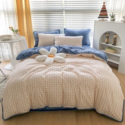 珺柔 新款A版全棉13372印花B版牛奶绒四件套 小爱心