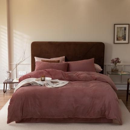 91家纺网 家纺一手货源 找家纺 寐眠2021新款天鹅绒被套 豆沙纯色