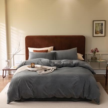 91家纺网 家纺一手货源 找家纺 寐眠2021新款天鹅绒被套 深灰纯色