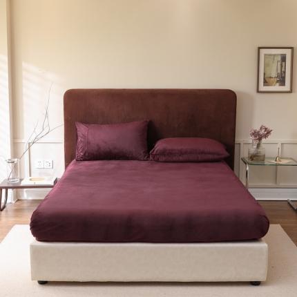 寐眠2021新款天鹅绒床笠 酒红纯色