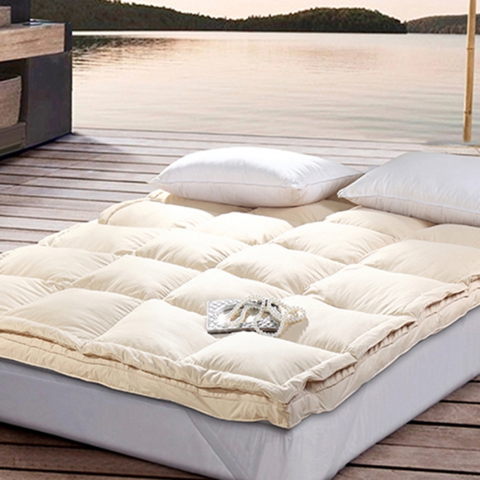 91家纺网 家纺一手货源 找家纺 俏企鹅 2025新款双层凌空床垫 驼色