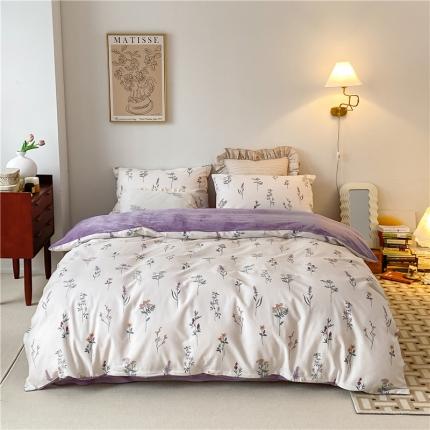 91家纺网 家纺一手货源 找家纺 棉眠 2021新款棉加绒四件套 紫藤（棉加绒）