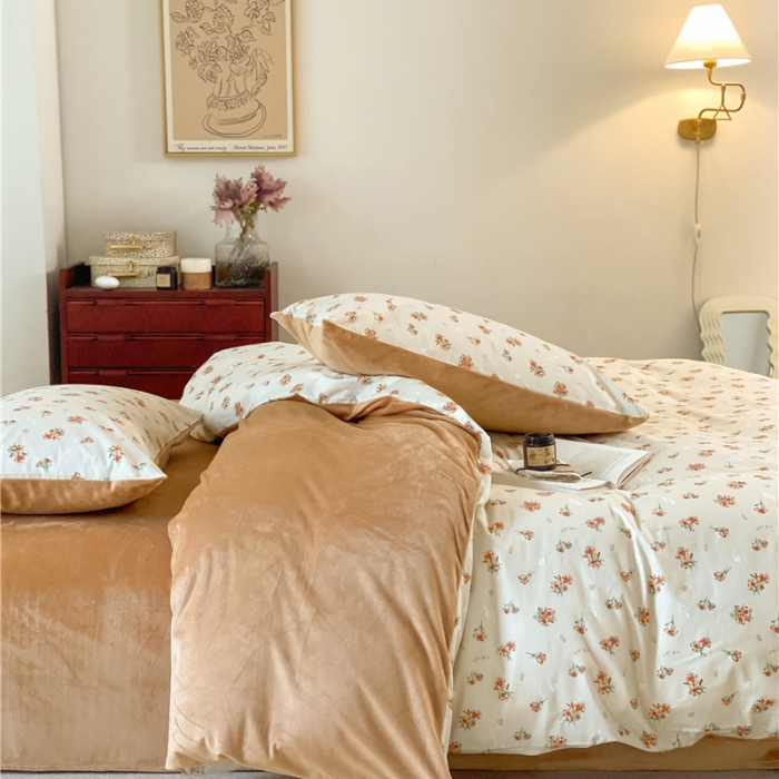 91家纺网 家纺一手货源 找家纺 棉眠 2021新款棉加绒四件套 蜜桃雪山（棉加绒）