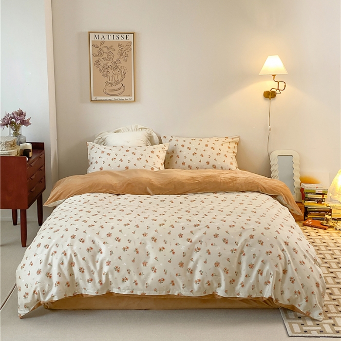 91家纺网 家纺一手货源 找家纺 棉眠 2021新款棉加绒四件套 蜜桃雪山（棉加绒）