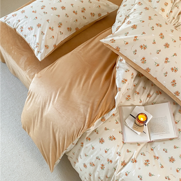 91家纺网 家纺一手货源 找家纺 棉眠 2021新款棉加绒四件套 蜜桃雪山（棉加绒）