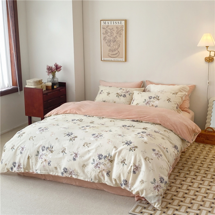 91家纺网 家纺一手货源 找家纺 棉眠 2021新款棉加绒四件套 木槿（棉加绒）