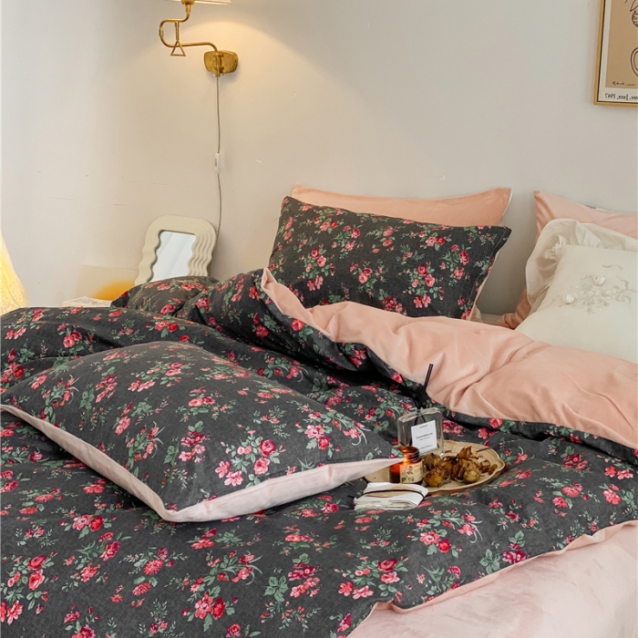 91家纺网 家纺一手货源 找家纺 棉眠 2021新款棉加绒四件套 晚香（棉加绒）