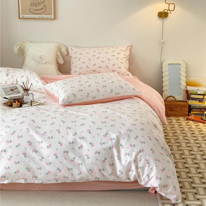 91家纺网 家纺一手货源 找家纺 棉眠 2021新款棉加绒四件套 小蔷薇（棉加绒）