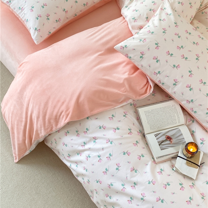 91家纺网 家纺一手货源 找家纺 棉眠 2021新款棉加绒四件套 小蔷薇（棉加绒）