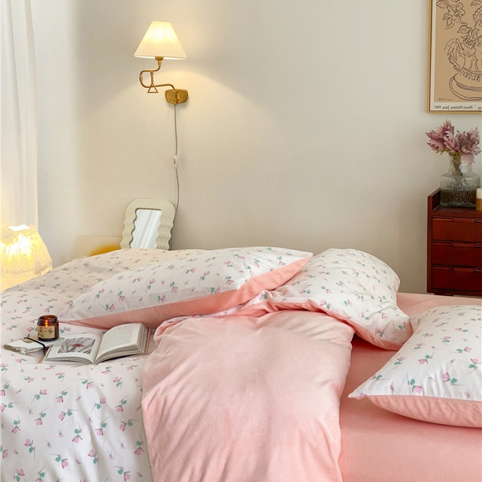 91家纺网 家纺一手货源 找家纺 棉眠 2021新款棉加绒四件套 小蔷薇（棉加绒）