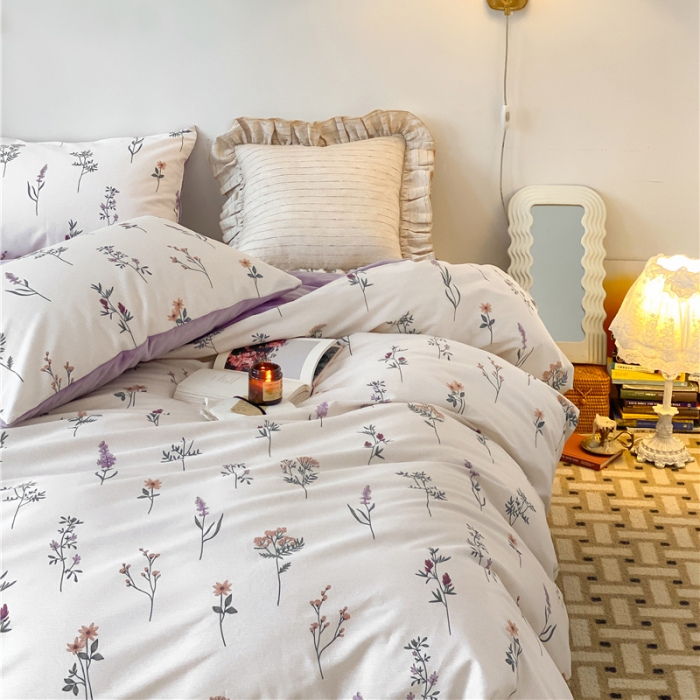 91家纺网 家纺一手货源 找家纺 棉眠 2021新款棉加绒四件套 紫藤（棉加绒）