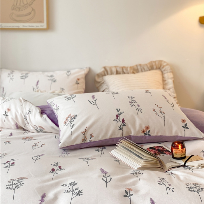91家纺网 家纺一手货源 找家纺 棉眠 2021新款棉加绒四件套 紫藤（棉加绒）