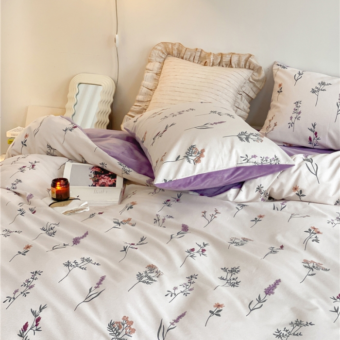 91家纺网 家纺一手货源 找家纺 棉眠 2021新款棉加绒四件套 紫藤（棉加绒）