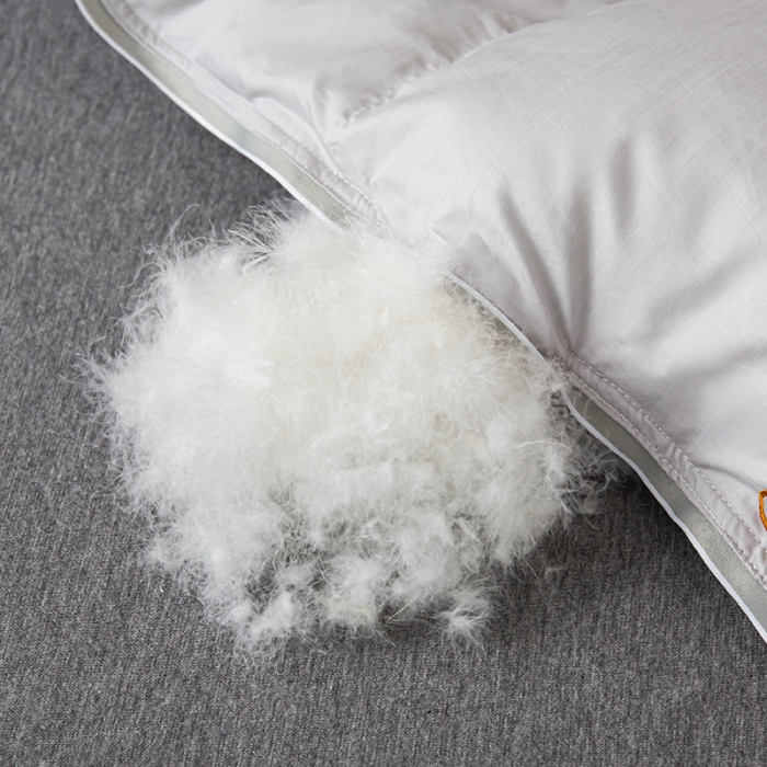 91家纺网 家纺一手货源 找家纺 俏企鹅 2025新款绣花款-100s贡缎全棉白鹅绒被 浅灰