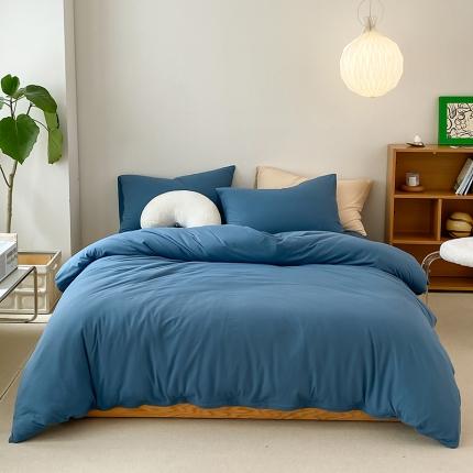 91家纺网 家纺一手货源 找家纺 （总）华超针织 2021新款全棉天竺棉纯色双拼四件套