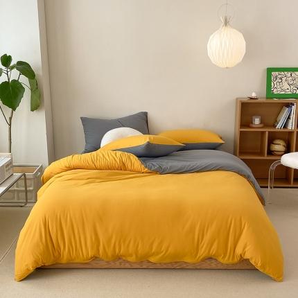 91家纺网 家纺一手货源 找家纺 （总）华超针织 2021新款全棉天竺棉纯色双拼四件套