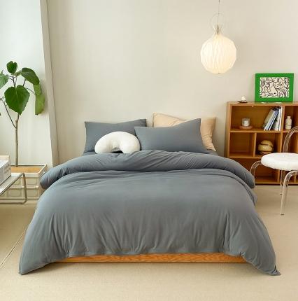 91家纺网 家纺一手货源 找家纺 （总）华超针织 2021新款全棉天竺棉纯色双拼四件套