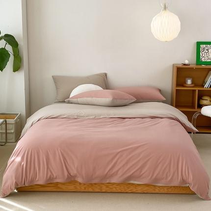 91家纺网 家纺一手货源 找家纺 （总）华超针织 2021新款全棉天竺棉纯色双拼四件套