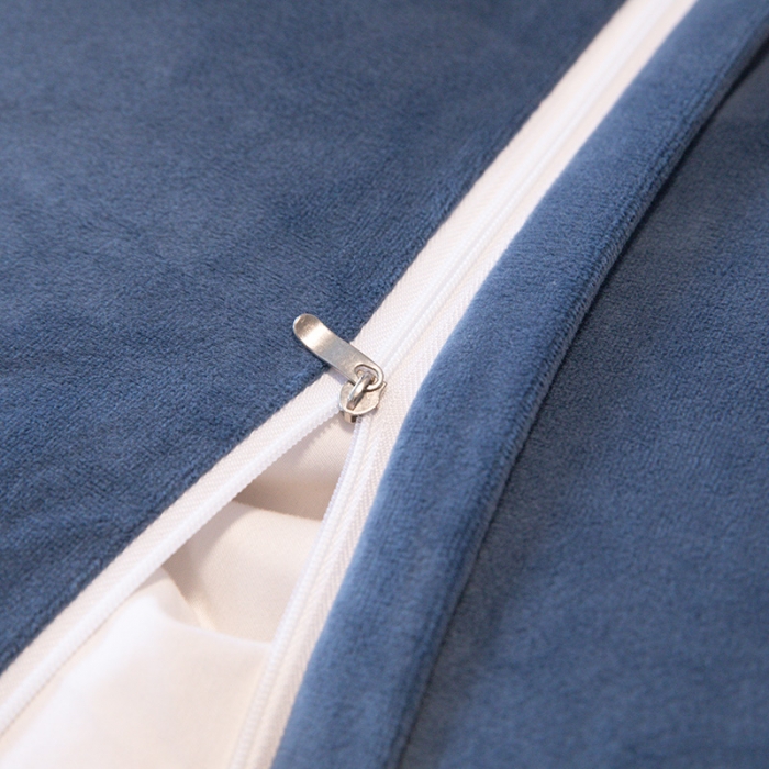 91家纺网 家纺一手货源 找家纺 2021新款高克重婴儿绒轻奢风刺绣四件套 ｖ－ｌｏｖｅ蓝色