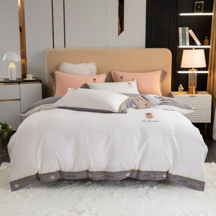 91家纺网 家纺一手货源 找家纺 （总）凌鼎 2025新款全棉水洗棉刺绣工艺款四件套